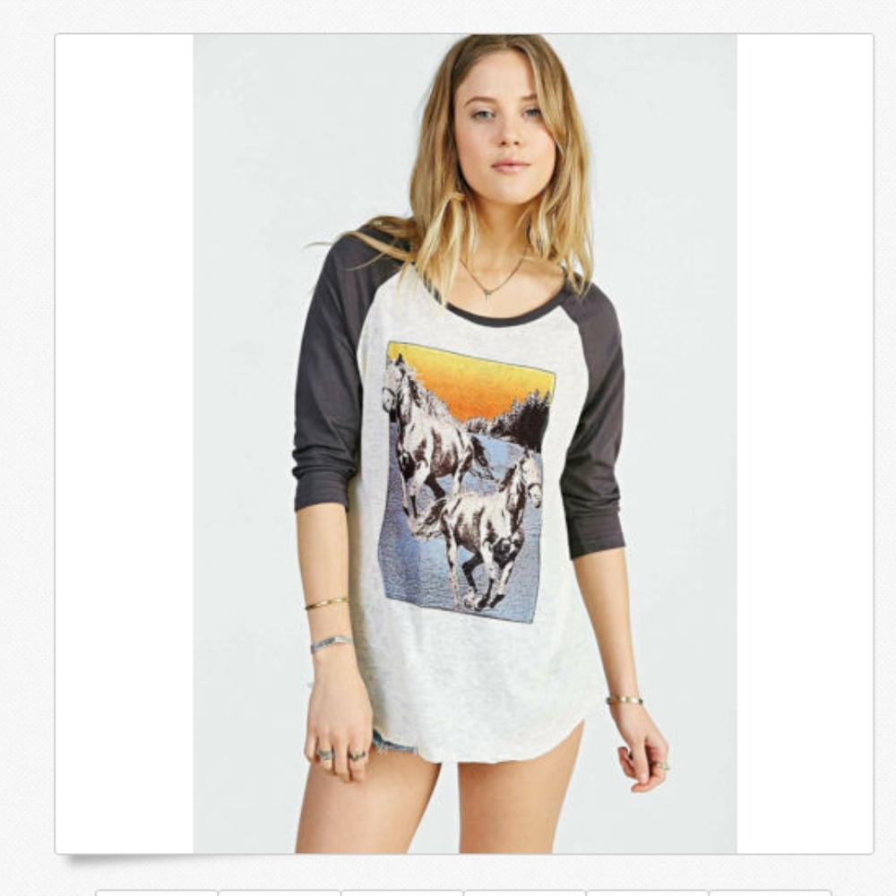 PROJECT SOCIAL T VINTAGE HORSE RAGLAN BASEBALL TOP